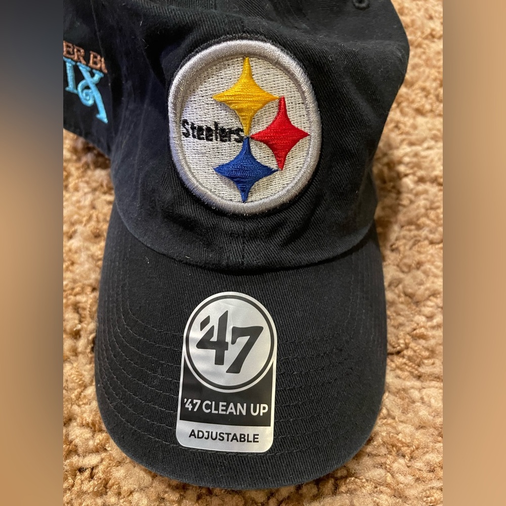 NWT Steelers Dad Hat Adjustable back with Super Bowl winnings logo 47 brand